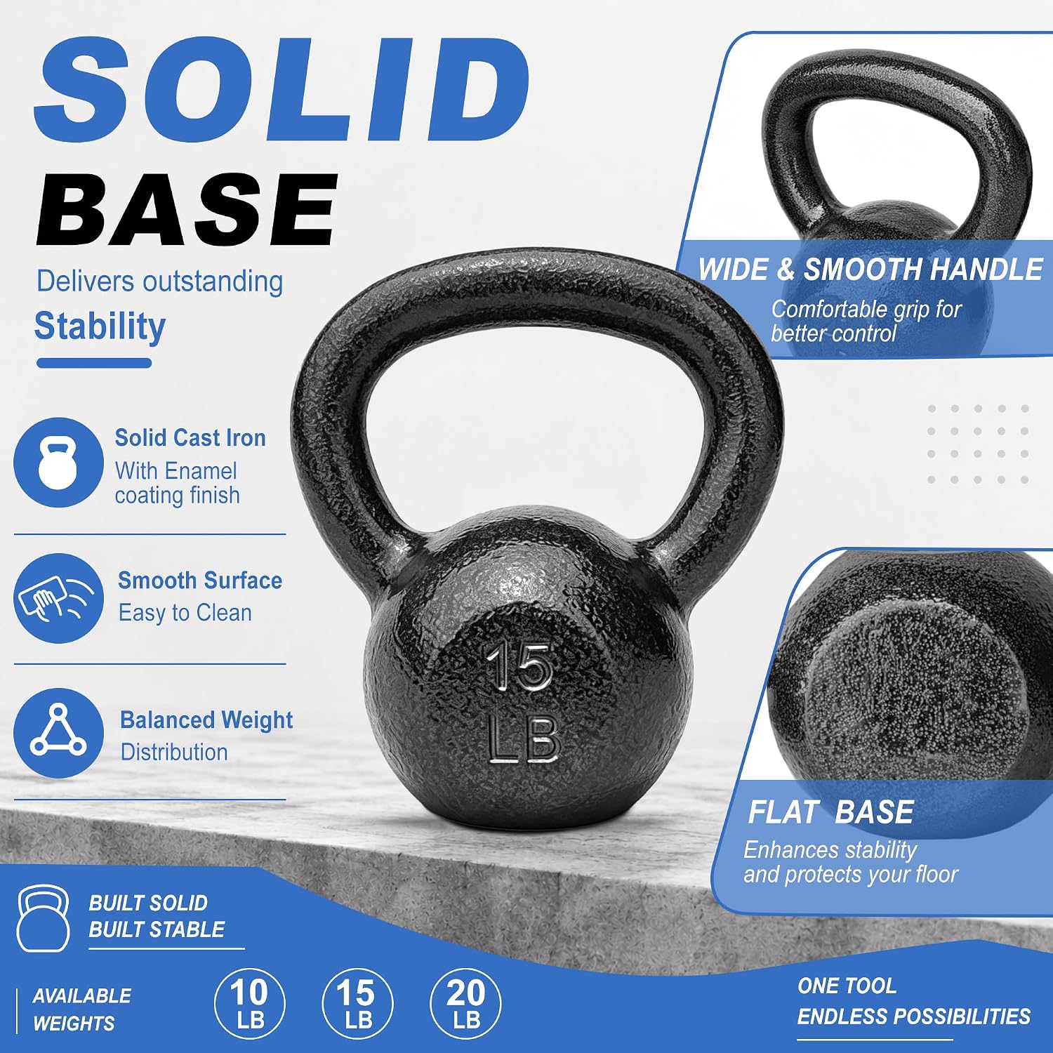 Cast Iron Kettlebells 5-50 LB  - огляд і ціна Kettlebell